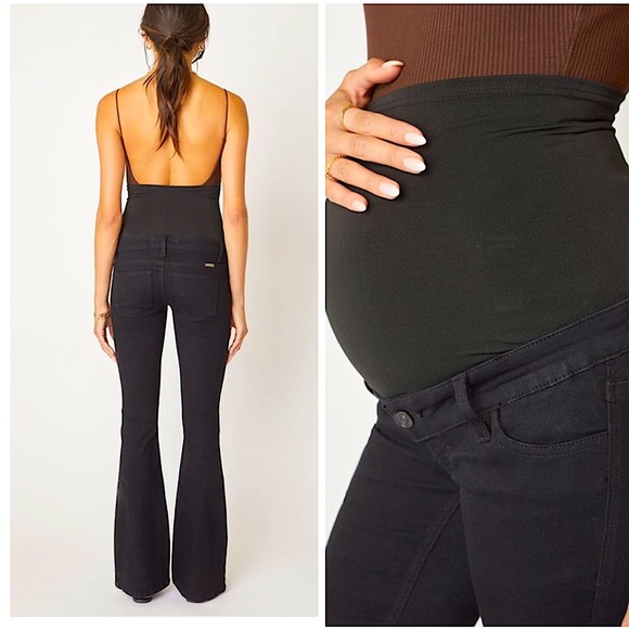 Black Full Band Maternity Boho Flare Jeans - Picture 3 of 3